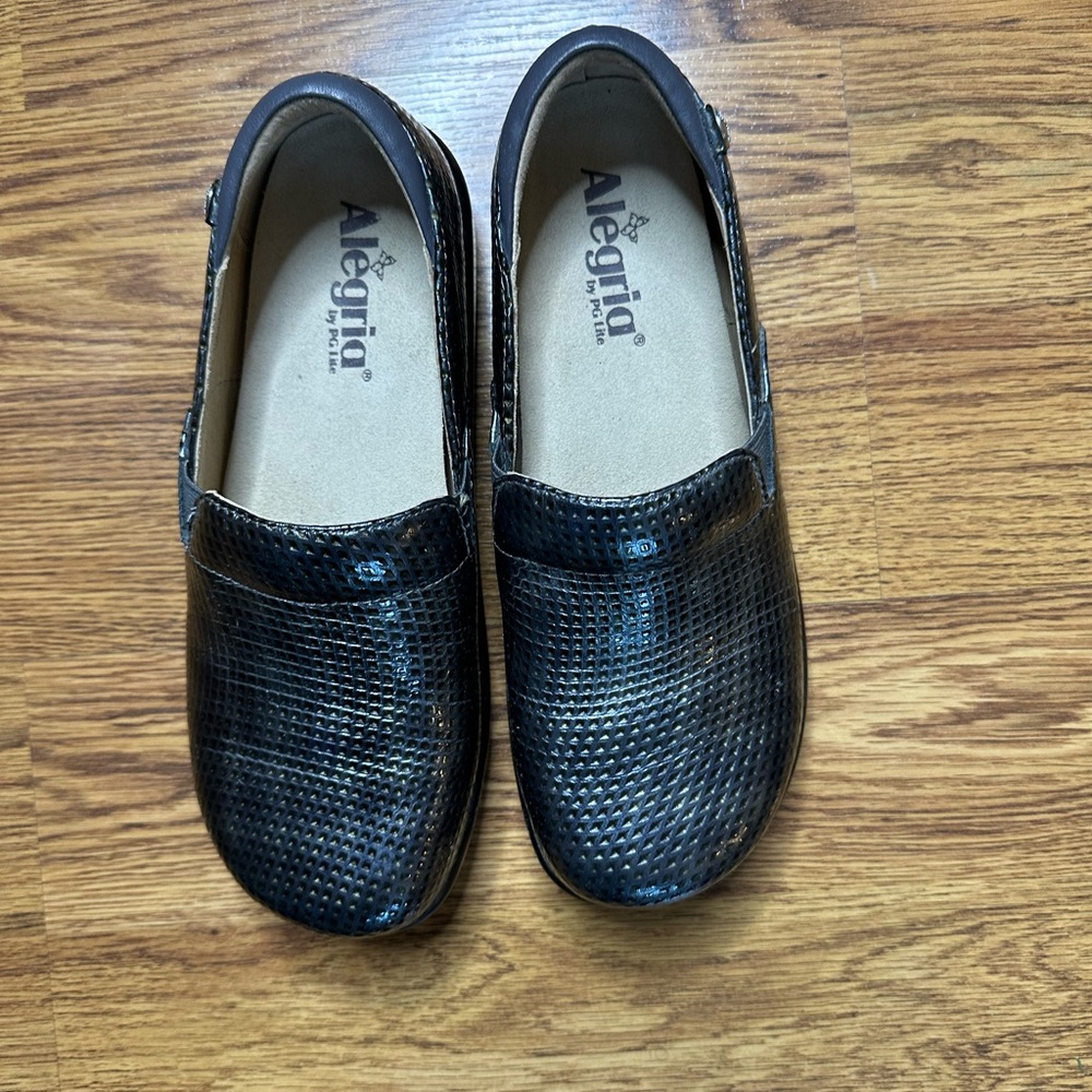 Alegria Women's metallic Slip-On Shoes.
Comfort if you are on your feet all day.